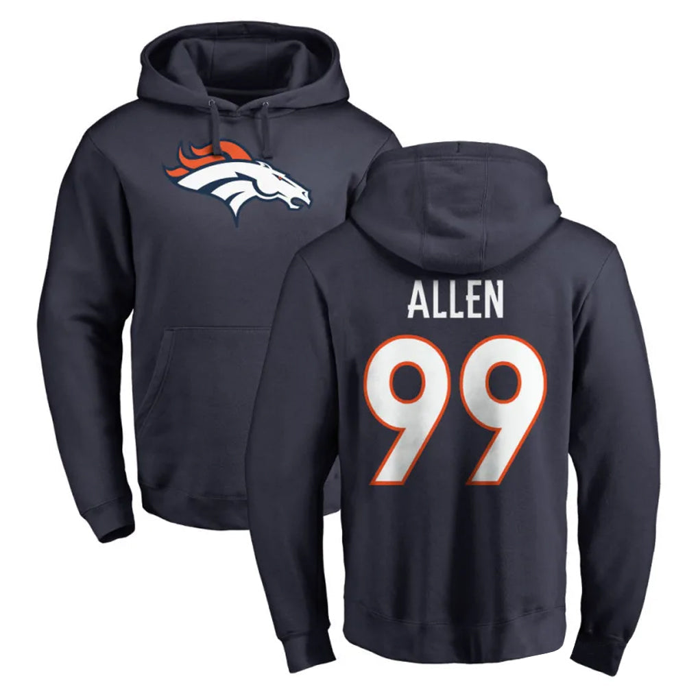 Punc D.Broncos #99 Zach Allen Player Navy Pullover Hoodie Limited Stitched Jerseys