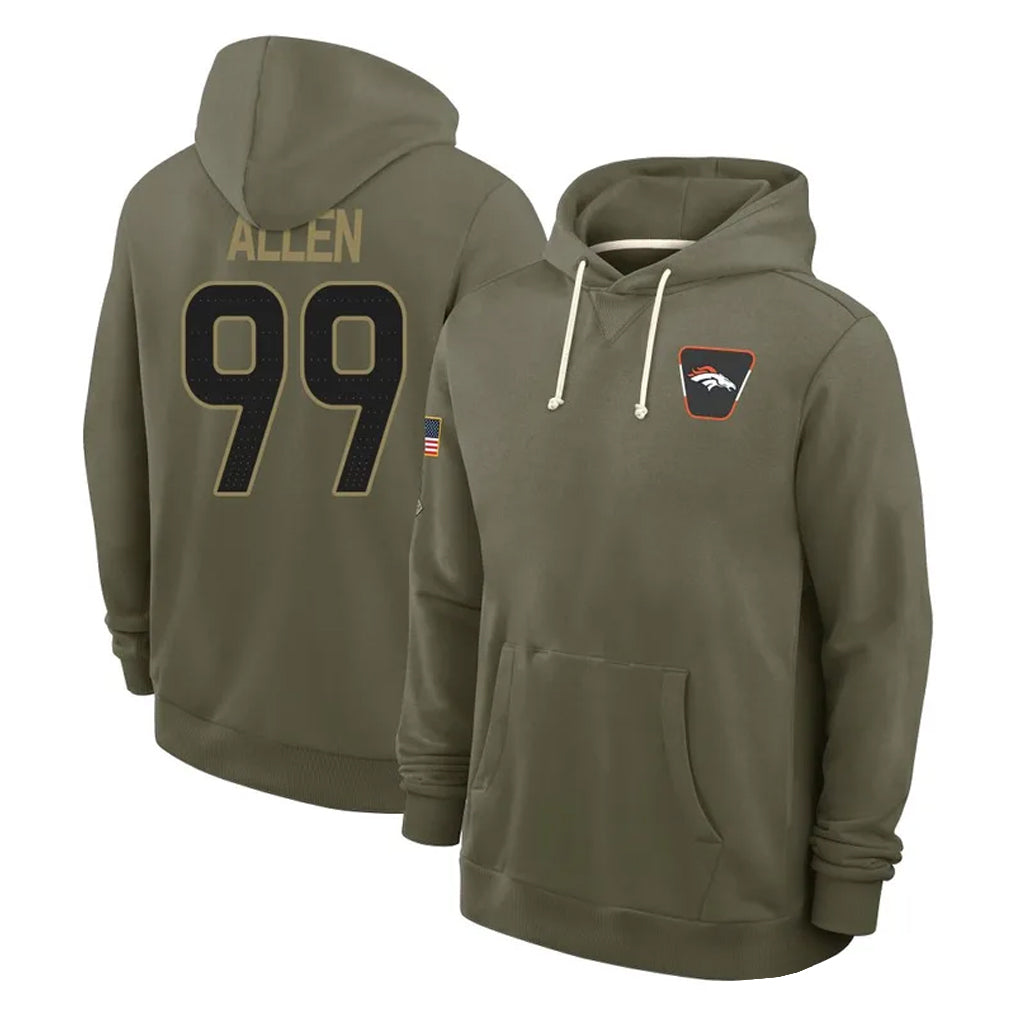Punc D.Broncos #99 Zach Allen Player Olive Salute to Service Pullover Hoodies Limited Stitched Jerseys