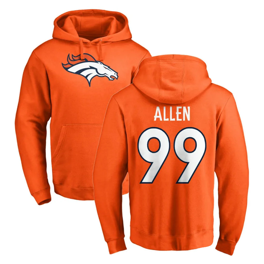 Punc D.Broncos #99 Zach Allen Player Orange Pullover Hoodie Limited Stitched Jerseys