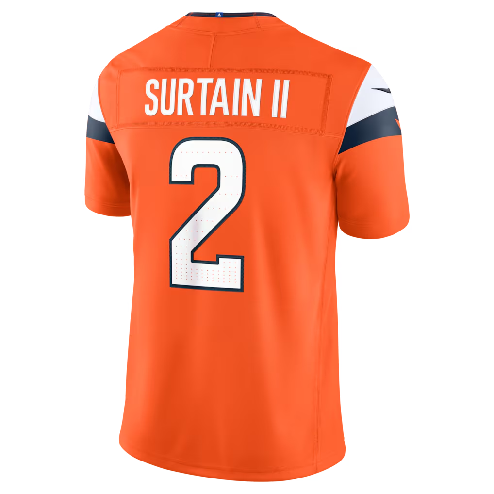 Punc D.Broncos #2 Patrick Surtain II Orange Team Vapor F.U.S.E. Stitched Limited Jerseys