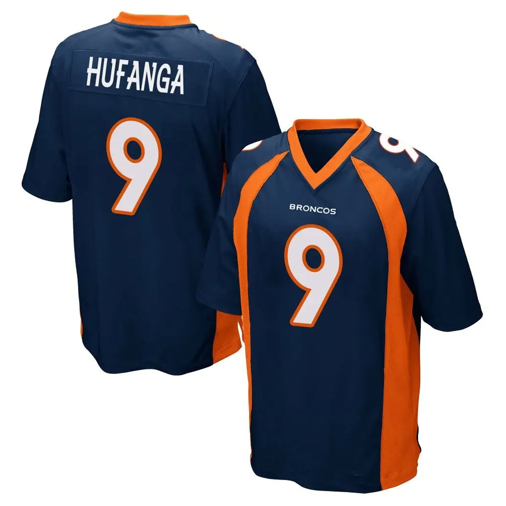Punc D.Broncos #9 Talanoa Hufanga Player Navy Game Stitched Jerseys