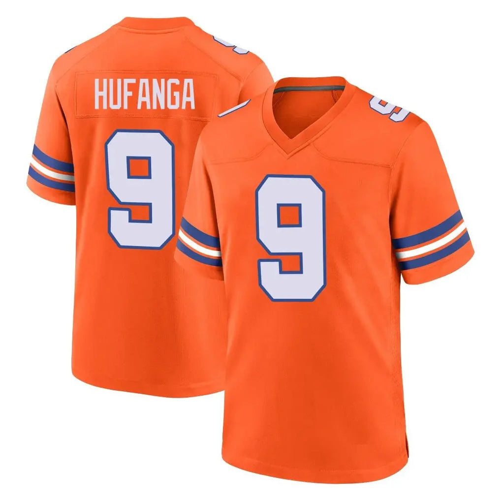 Punc D.Broncos #9 Talanoa Hufanga Player Orange Alternate Collection Throwback Game Stitched Jerseys