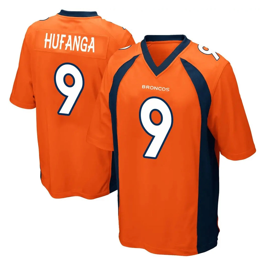 Punc D.Broncos #9 Talanoa Hufanga Player Orange Color Home Game Stitched Jerseys
