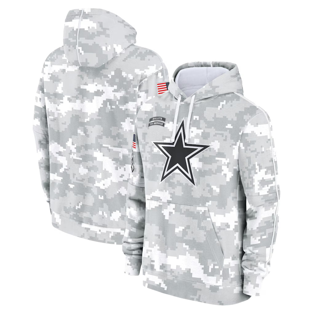 Punc D.Cowboys Arctic Camo Salute to Service Hoodies Limited Game Blank Player Stitched Jerseys