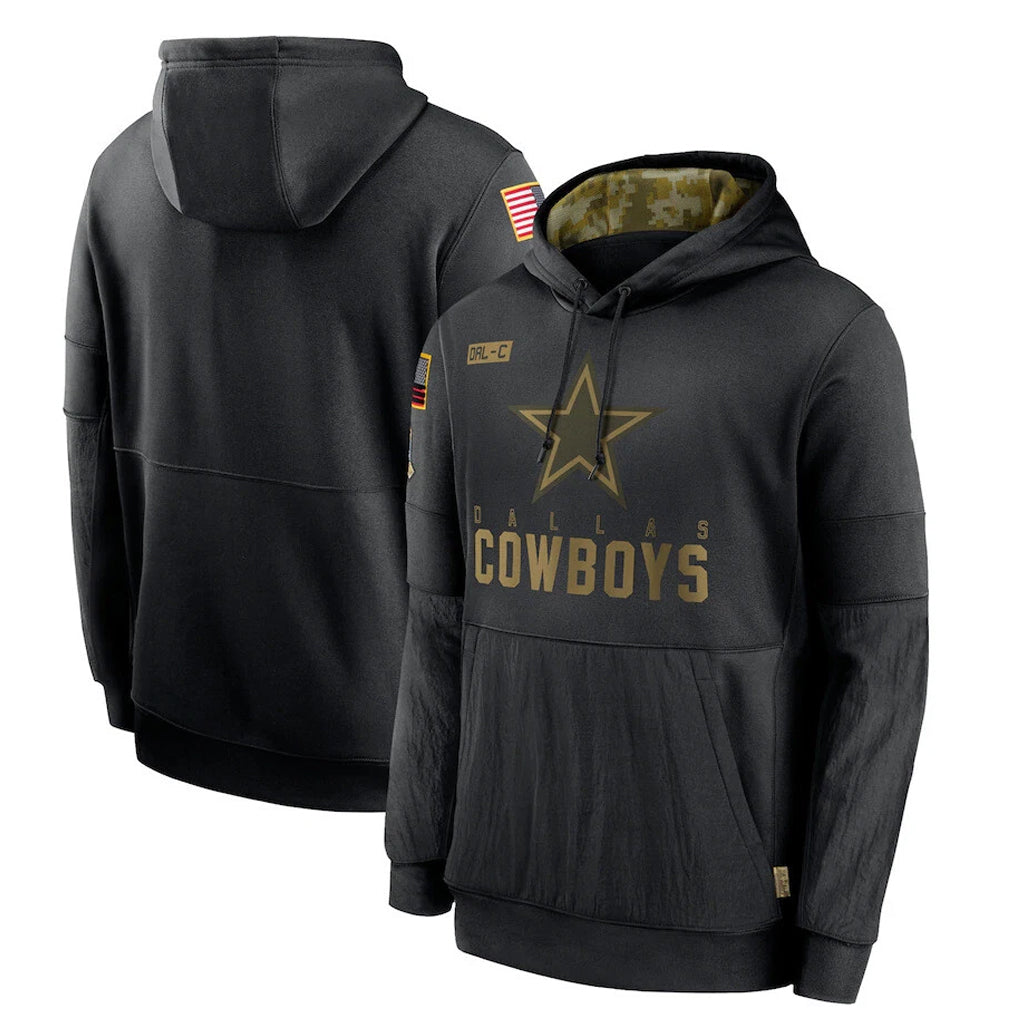 Punc D.Cowboys Black Salute to Service Pullover Hoodies Limited Blank Player Stitched Jerseys
