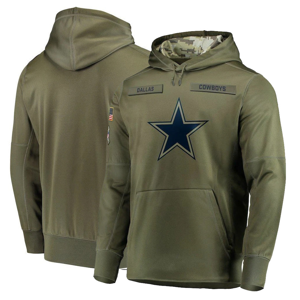 Punc D.Cowboys Olive Salute to Service Pullover Hoodies Home Game Blank Player Stitched Jerseys