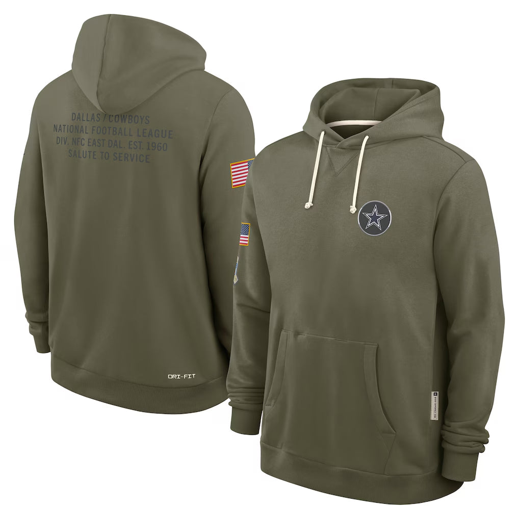 Punc D.Cowboys Olive Salute to Service Pullover Hoodies Limited Blank Player Stitched Jerseys