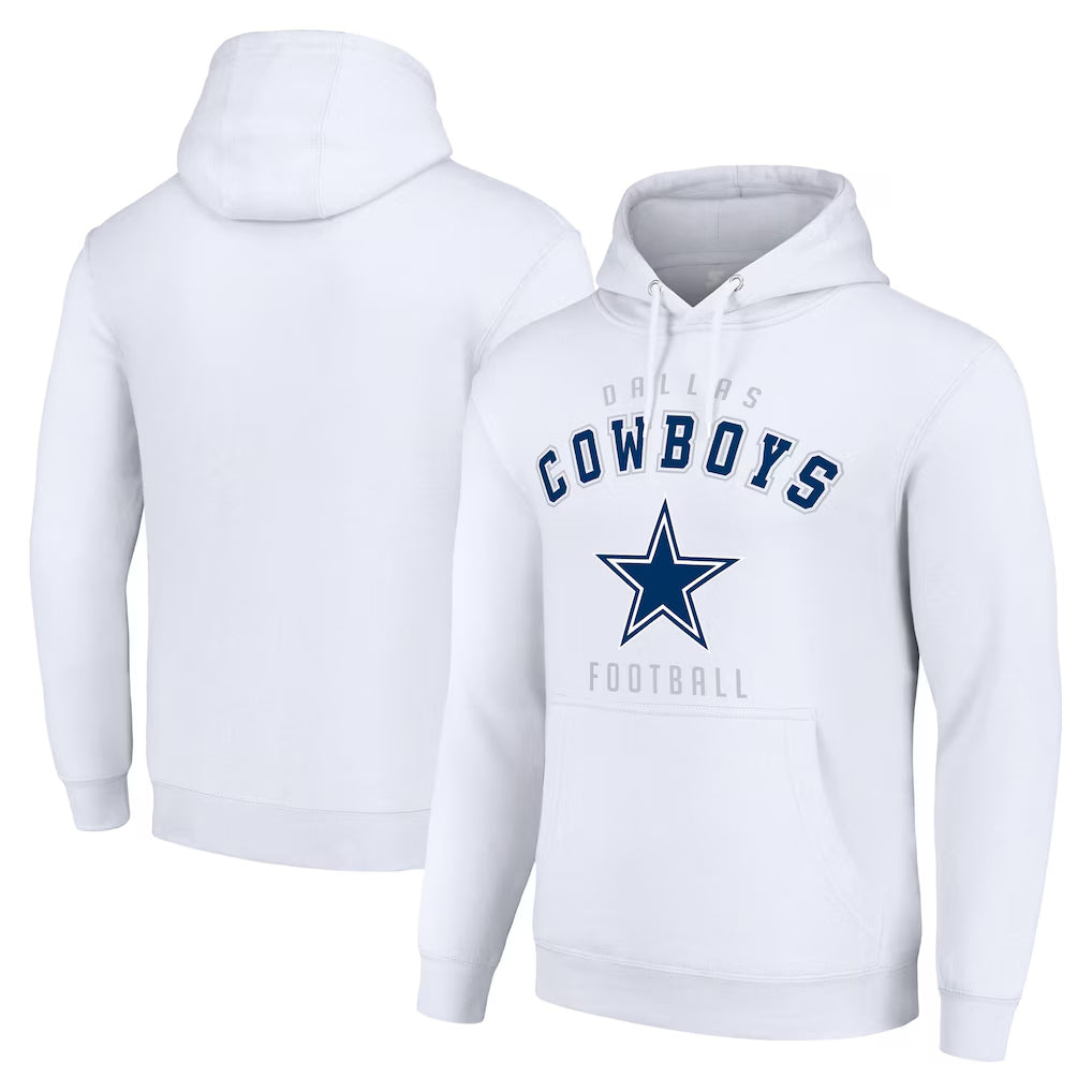Punc D.Cowboys White Pullover Hoodies Limited Blank Player Stitched Jerseys