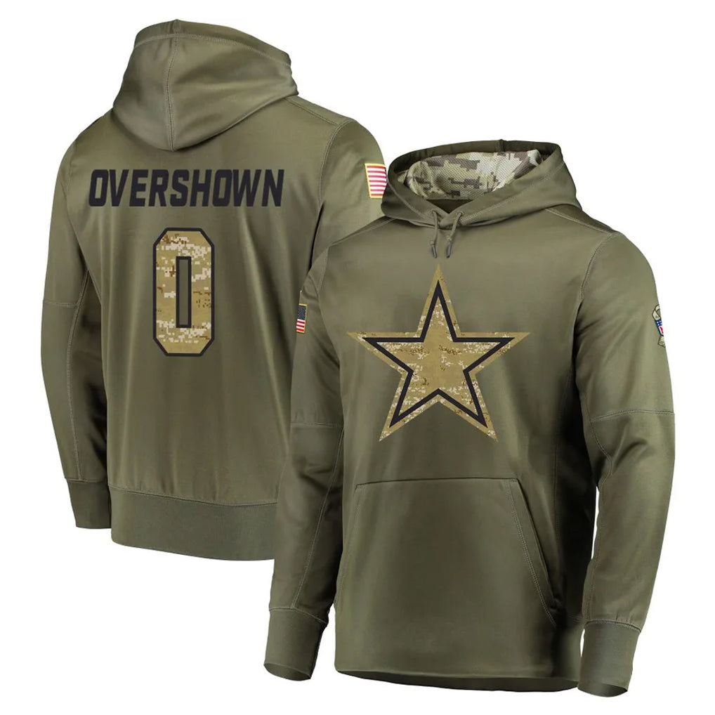 Punc D.Cowboys #0 DeMarvion Overshown Player Olive Salute to Service Pullover Hoodies Home Game Stitched Jerseys