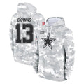 Punc D.Cowboys #13 Caleb Downs Player Arctic Camo Salute to Service Hoodies Limited Game Stitched Jerseys