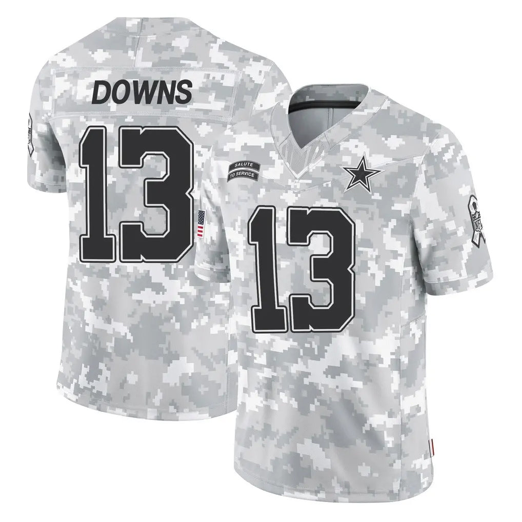 Punc D.Cowboys #13 Caleb Downs Player Arctic Camo Salute to Service Limited Home Game Stitched Jerseys