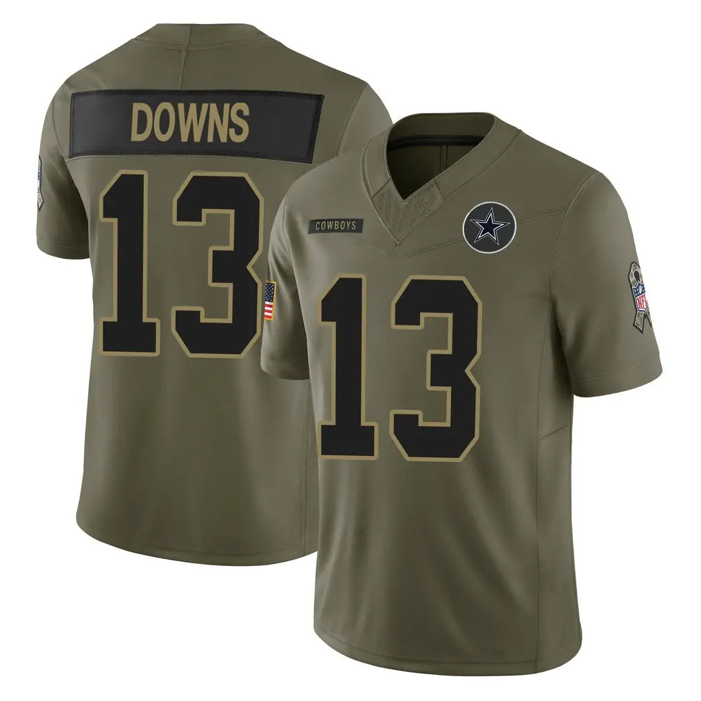 Punc D.Cowboys #13 Caleb Downs Player Olive 2025 Salute to Service Limited Home Game Stitched Jerseys