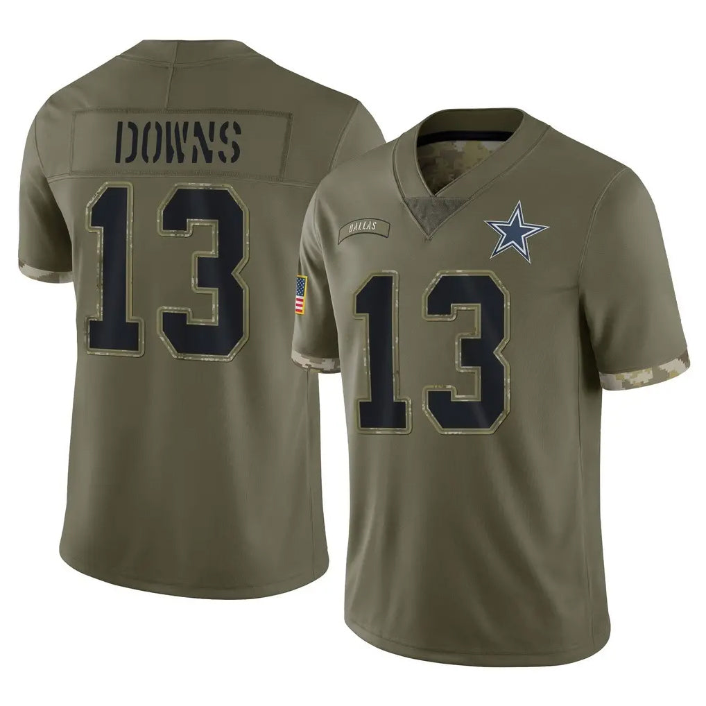 Punc D.Cowboys #13 Caleb Downs Player Olive Salute to Service Limited Game Stitched Jerseys