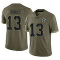 Punc D.Cowboys #13 Caleb Downs Player Olive Salute to Service Limited Game Stitched Jerseys
