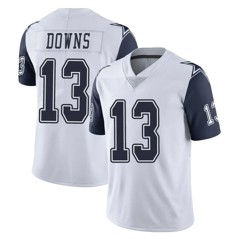 Punc D.Cowboys #13 Caleb Downs Player White-Navy Limited Color Rush Vapor Untouchable Home Game Stitched Jerseys