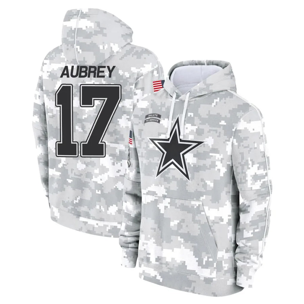 Punc D.Cowboys #17 Brandon Aubrey Player Arctic Camo Salute to Service Hoodies Limited Game Stitched Jerseys