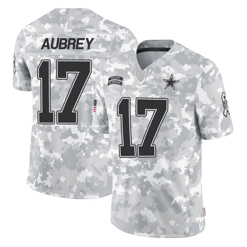 Punc D.Cowboys #17 Brandon Aubrey Player Arctic Camo Salute to Service Limited Home Game Stitched Jerseys