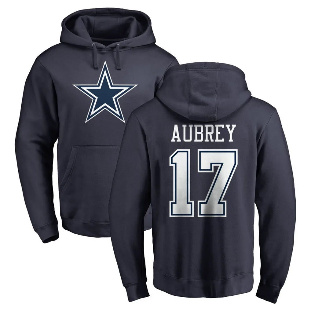 Punc D.Cowboys #17 Brandon Aubrey Player Navy Pullover Hoodies Limited Stitched Jerseys