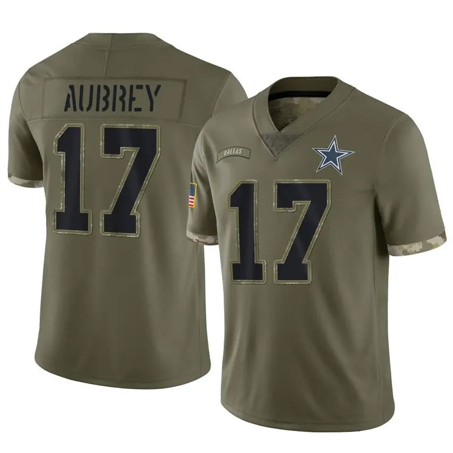 Punc D.Cowboys #17 Brandon Aubrey Player Salute To Service Olive Stitched Jerseys