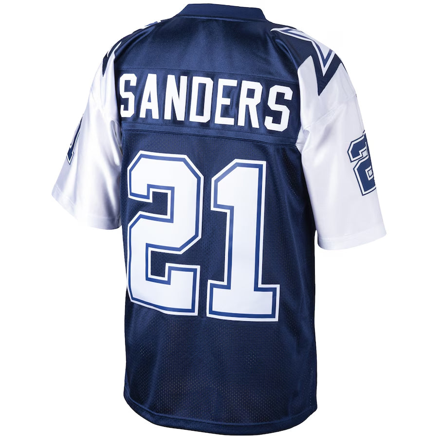 Punc D.Cowboys #21 Deion Sanders Mitchell & Ness Navy Big & Tall 1995 Retired Player Replica Stitched Jerseys