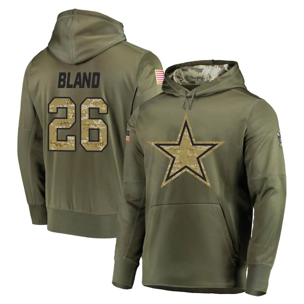 Punc D.Cowboys #26 DaRon Bland Player Olive Salute to Service Pullover Hoodies Home Game Stitched Jerseys