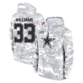Punc D.Cowboys #33 Javonte Williams Player Arctic Camo Salute to Service Hoodies Limited Game Stitched Jerseys