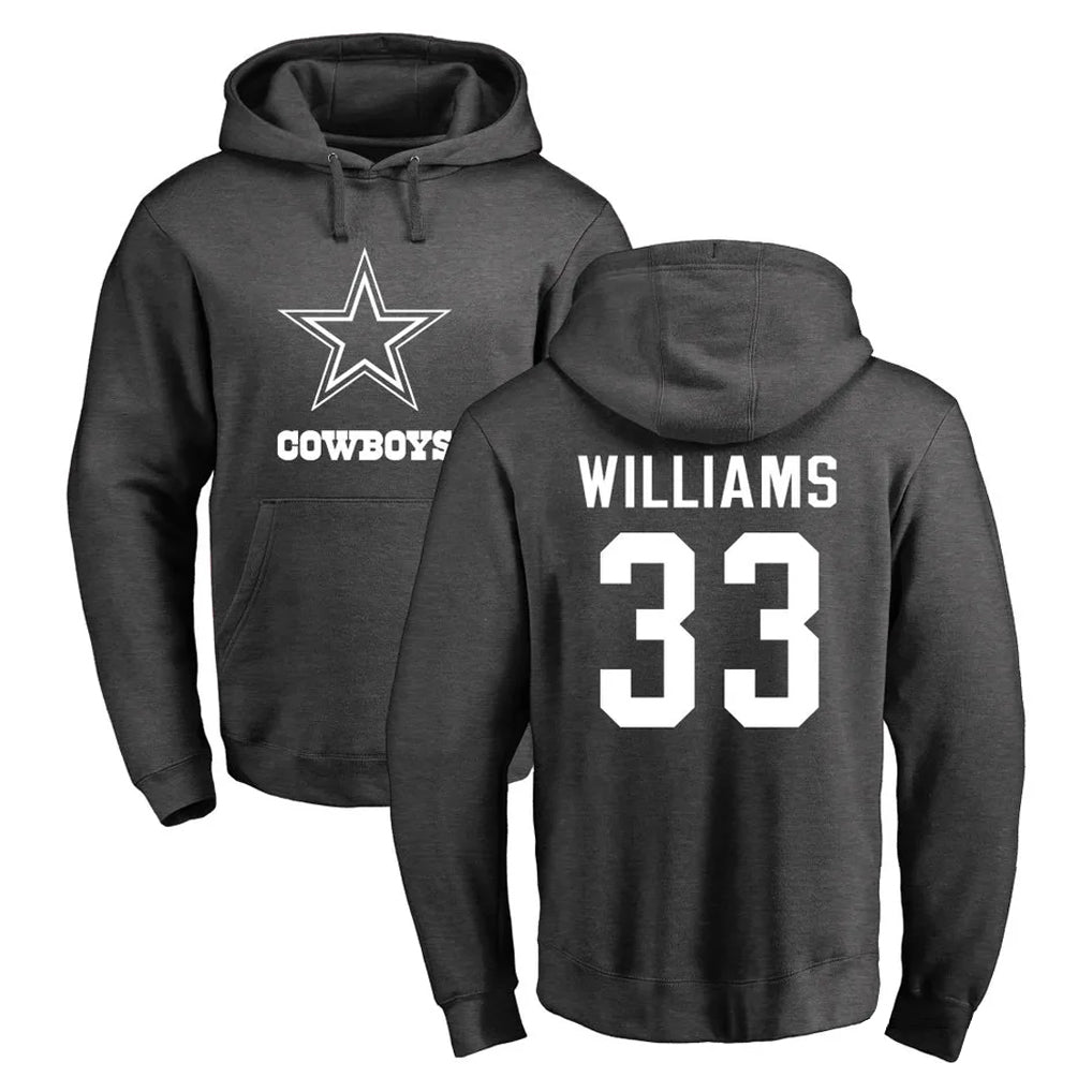 Punc D.Cowboys #33 Javonte Williams Player Ash One Color Pullover Hoodie Limited Stitched Jerseys