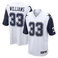 Punc D.Cowboys #33 Javonte Williams Player White-Navy Home Game Stitched Jerseys