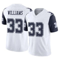 Punc D.Cowboys #33 Javonte Williams Player White-Navy Limited Vapor F.U.S.E. Home Game Stitched Jerseys
