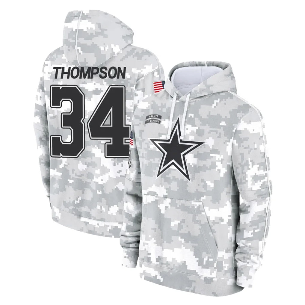 Punc D.Cowboys #34 Jalen Thompson Player Arctic Camo Salute to Service Hoodies Limited Game Stitched Jerseys