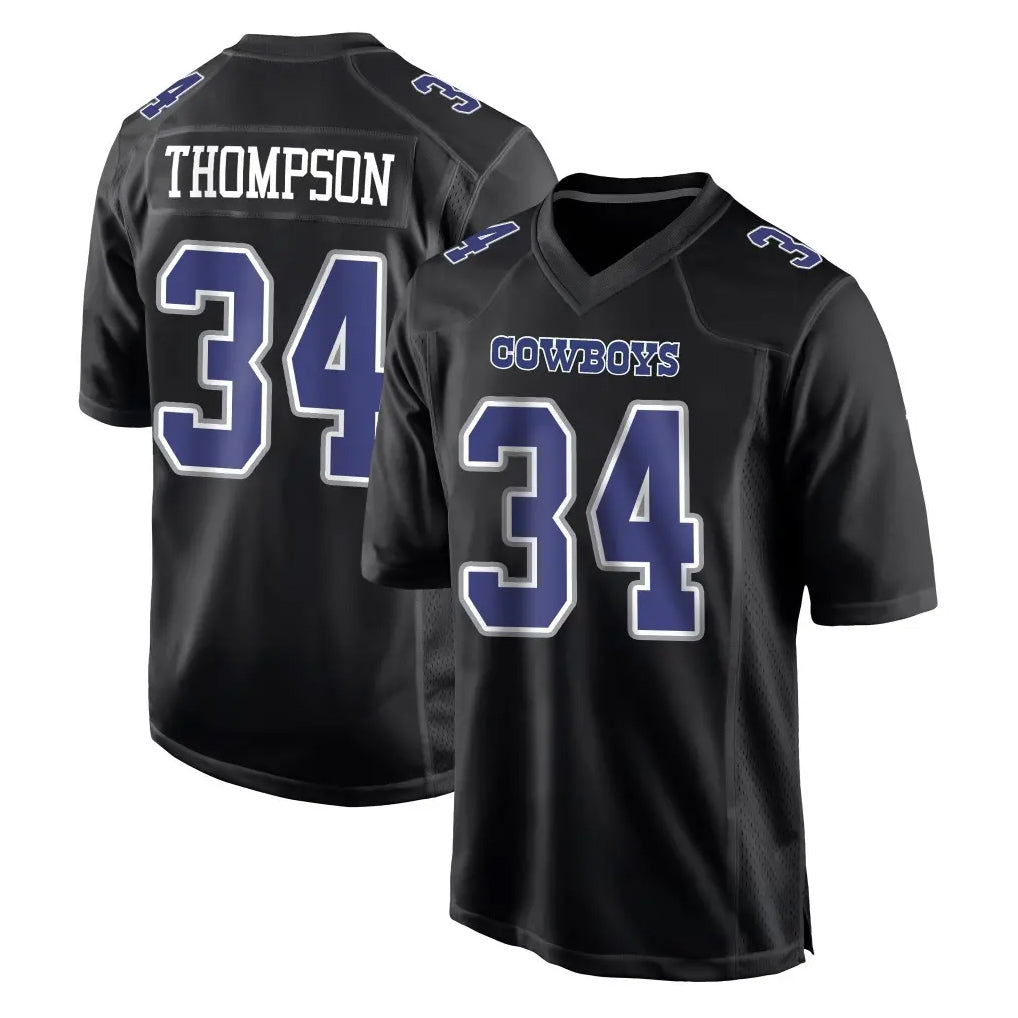 Punc D.Cowboys #34 Jalen Thompson Player Carbon Black Fashion Home Game Stitched Jerseys