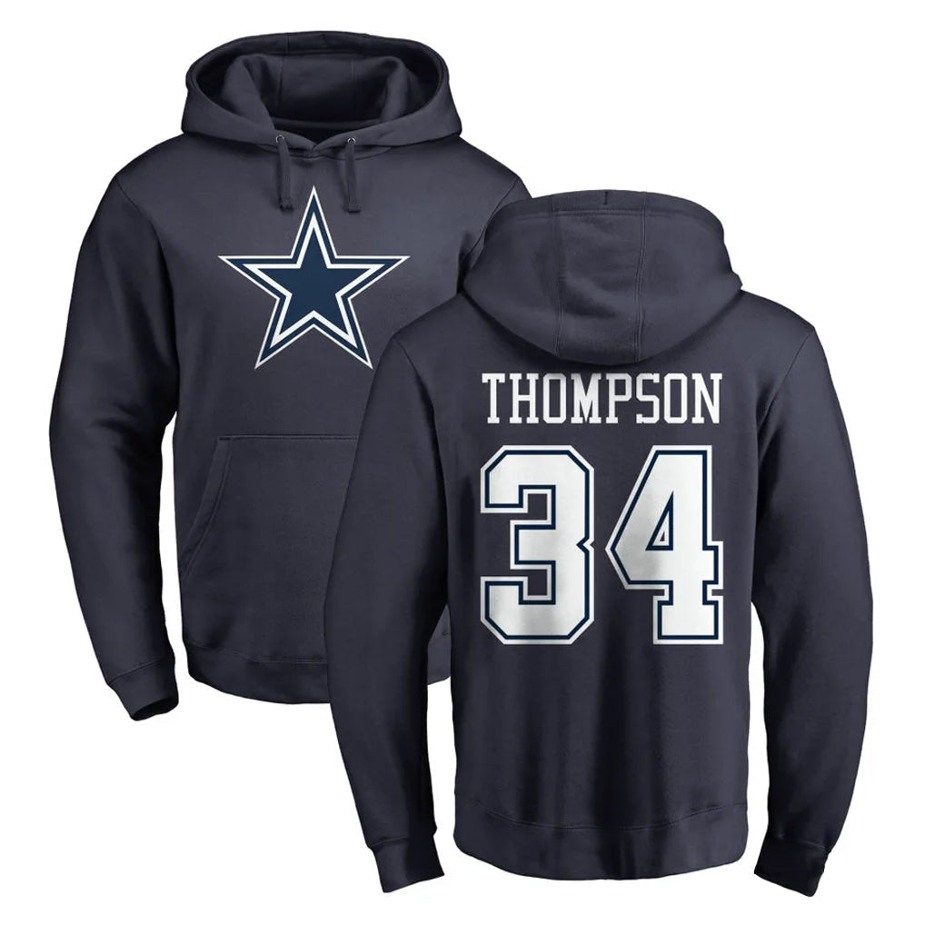 Punc D.Cowboys #34 Jalen Thompson Player Navy Pullover Hoodies Limited Stitched Jerseys