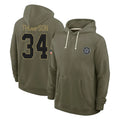 Punc D.Cowboys #34 Jalen Thompson Player Olive Salute to Service Pullover Hoodies Limited Stitched Jerseys
