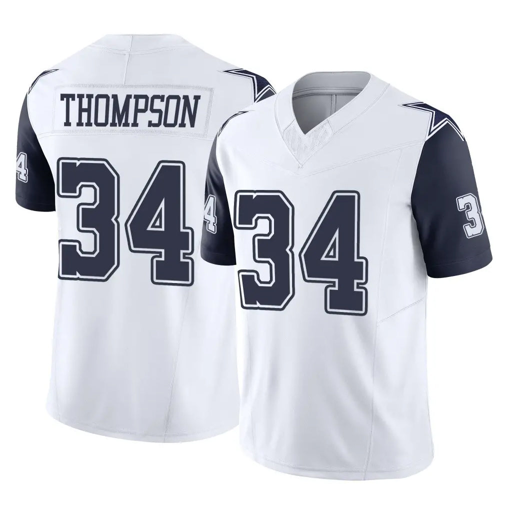 Punc D.Cowboys #34 Jalen Thompson Player White-Navy Limited Vapor F.U.S.E. Home Game Stitched Jerseys