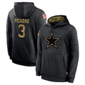 Punc D.Cowboys #3 George Pickens Player Black Salute to Service Pullover Hoodies Limited Stitched Jerseys