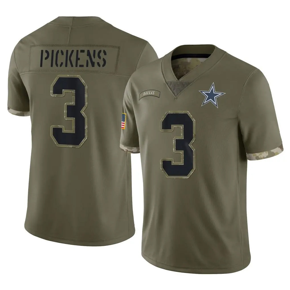 Punc D.Cowboys #3 George Pickens Player Olive Salute to Service Limited Game Stitched Jerseys