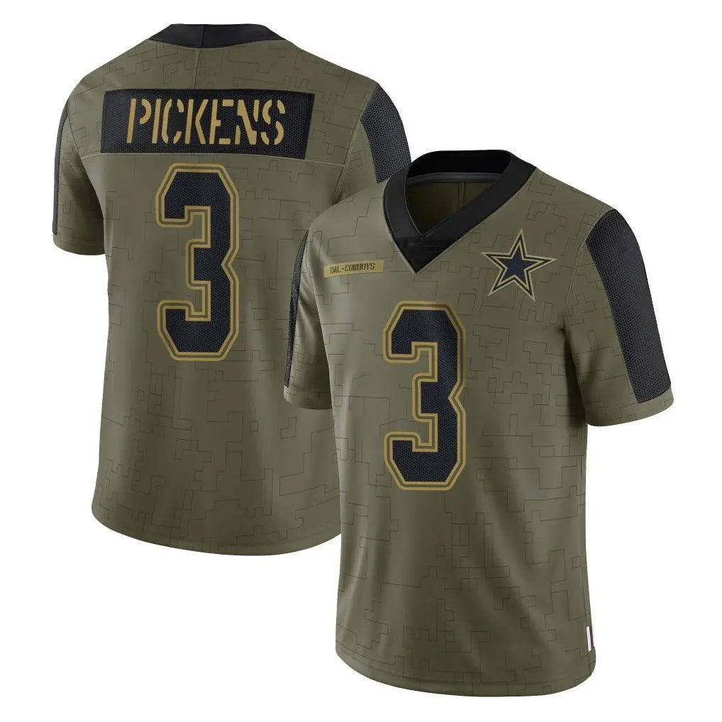 Punc D.Cowboys #3 George Pickens Player Olive Salute to Service Limited Home Game Stitched Jerseys