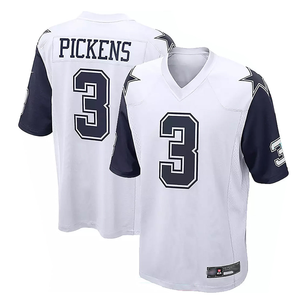 Punc D.Cowboys #3 George Pickens Player White-Navy Home Game Stitched Jerseys