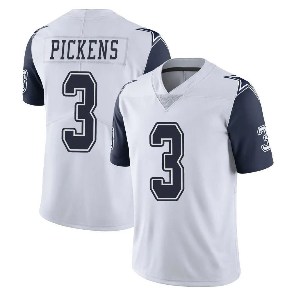 Punc D.Cowboys #3 George Pickens Player White-Navy Limited Color Rush Vapor Untouchable Home Game Stitched Jerseys