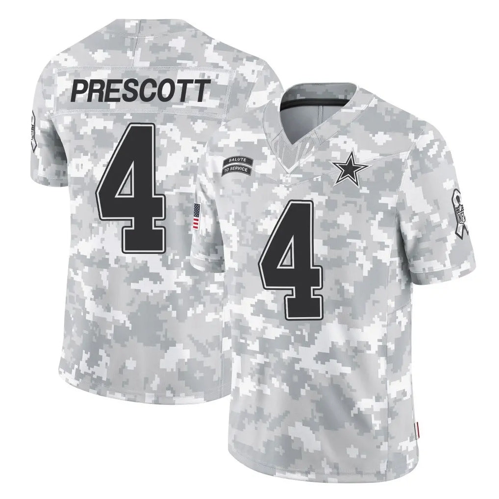 Punc D.Cowboys #4 Dak Prescott Player Arctic Camo Salute to Service Limited Home Game Stitched Jerseys