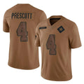 Punc D.Cowboys #4 Dak Prescott Player Brown Salute to Service Limited Home Game Stitched Jerseys