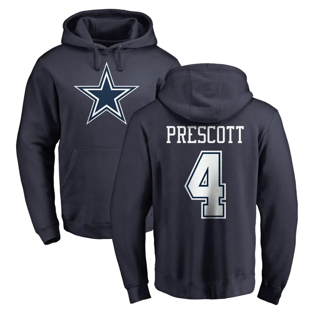 Punc D.Cowboys #4 Dak Prescott Player Navy Pullover Hoodies Limited Stitched Jerseys
