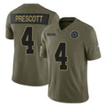 Punc D.Cowboys #4 Dak Prescott Player Olive 2025 Salute to Service Limited Home Game Stitched Jerseys
