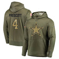Punc D.Cowboys #4 Dak Prescott Player Olive Salute to Service Pullover Hoodies Home Game Stitched Jerseys