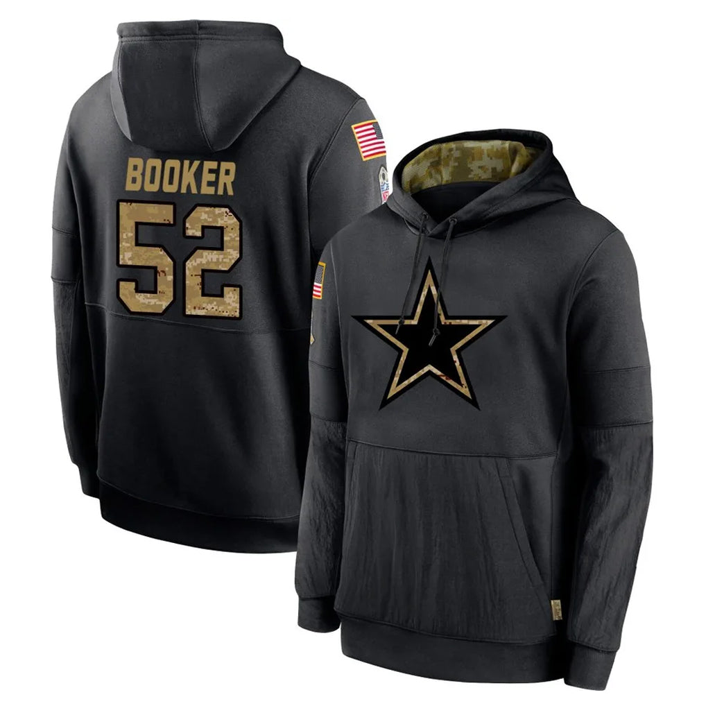 Punc D.Cowboys #52 Tyler Booker Player Black Salute to Service Pullover Hoodies Limited Stitched Jerseys