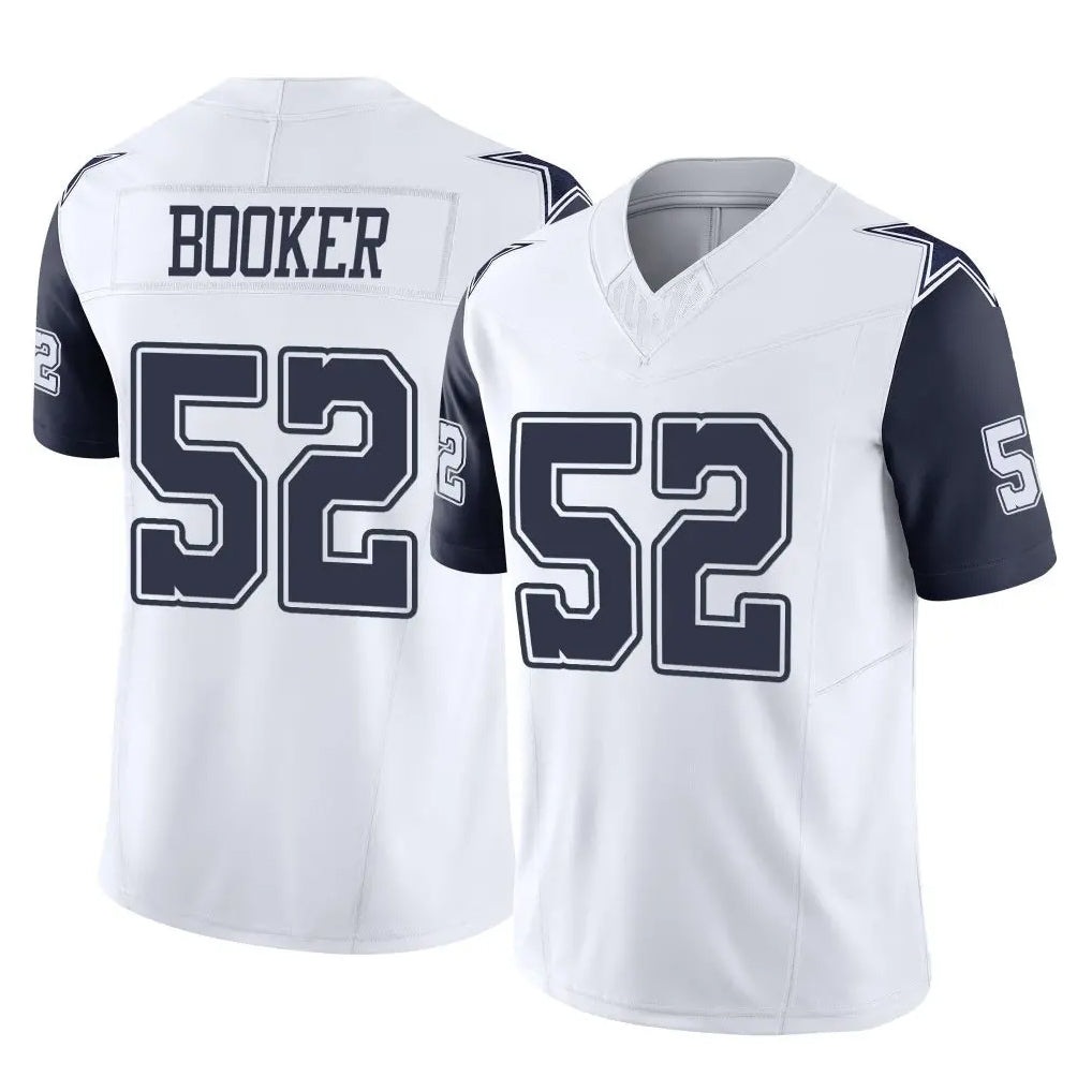 Punc D.Cowboys #52 Tyler Booker Player White-Navy Limited Vapor F.U.S.E. Home Game Stitched Jerseys