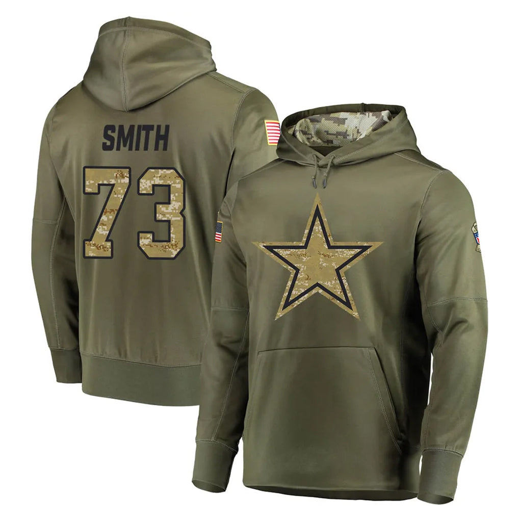 Punc D.Cowboys #73 Tyler Smith Player Olive Salute to Service Pullover Hoodies Home Game Stitched Jerseys