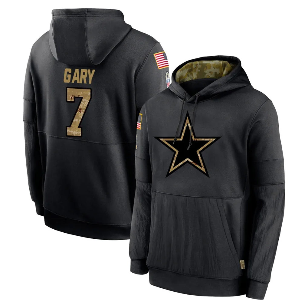 Punc D.Cowboys #7 Rashan Gary Player Black Salute to Service Pullover Hoodies Limited Stitched Jerseys