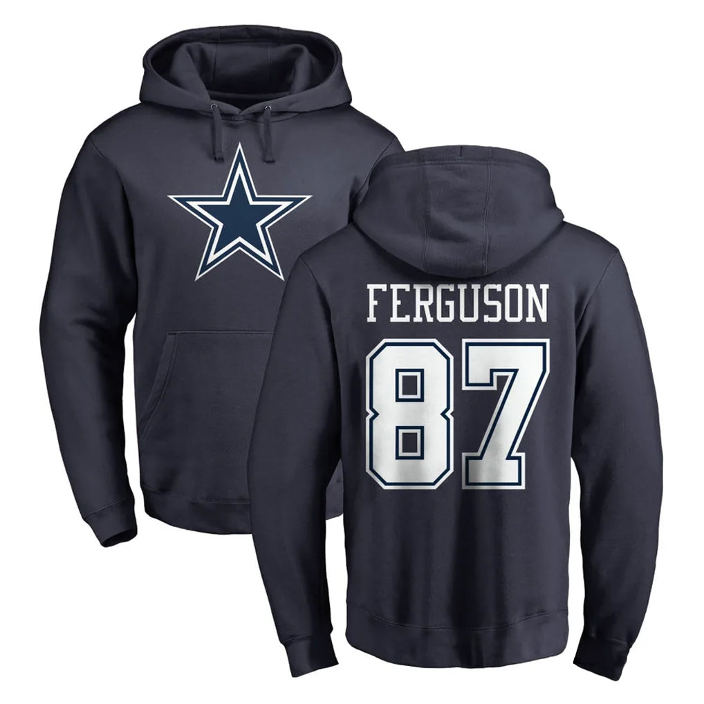 Punc D.Cowboys #87 Jake Ferguson Player Navy Pullover Hoodies Limited Stitched Jerseys