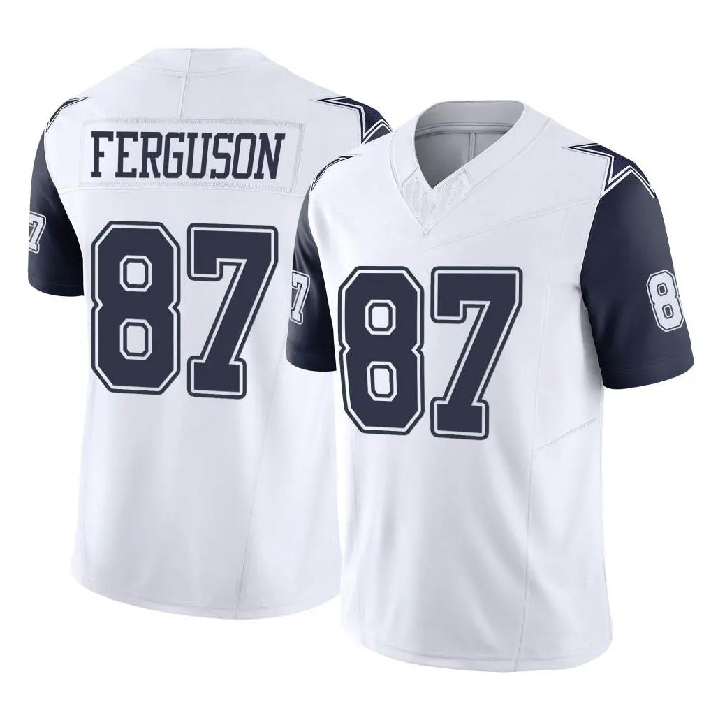Punc D.Cowboys #87 Jake Ferguson Player White-Navy Limited Vapor F.U.S.E. Home Game Stitched Jerseys